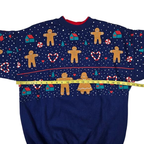 Vintage Christmas Sweaters Artisans Designs Size Large XL Gingerbread Candy Cane - Picture 3 of 6
